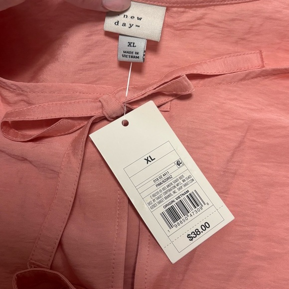 A New Day Light Coral Bow-Accent Blouse - Picture 7 of 7